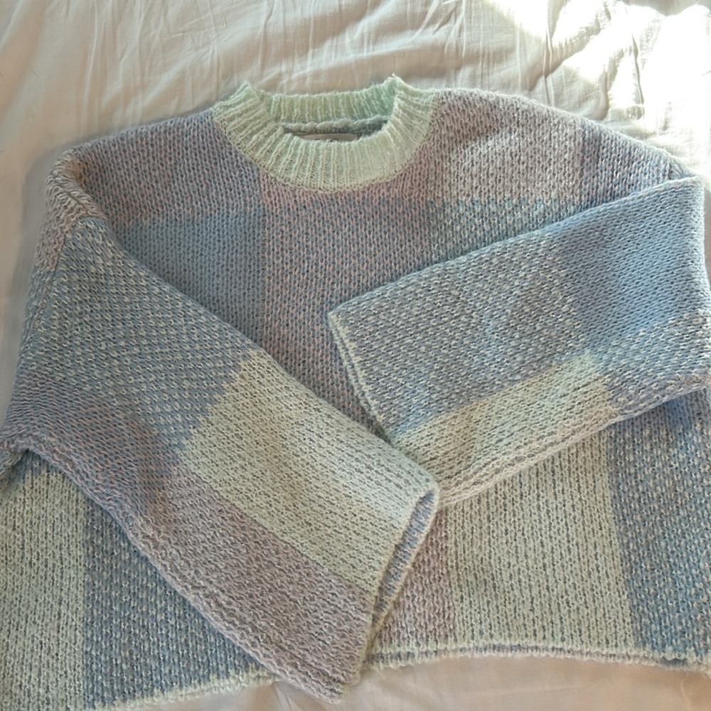 Jessica Simpson Cropped Knit Pastel Sweater- Size Medium NWT- Easter perfect!